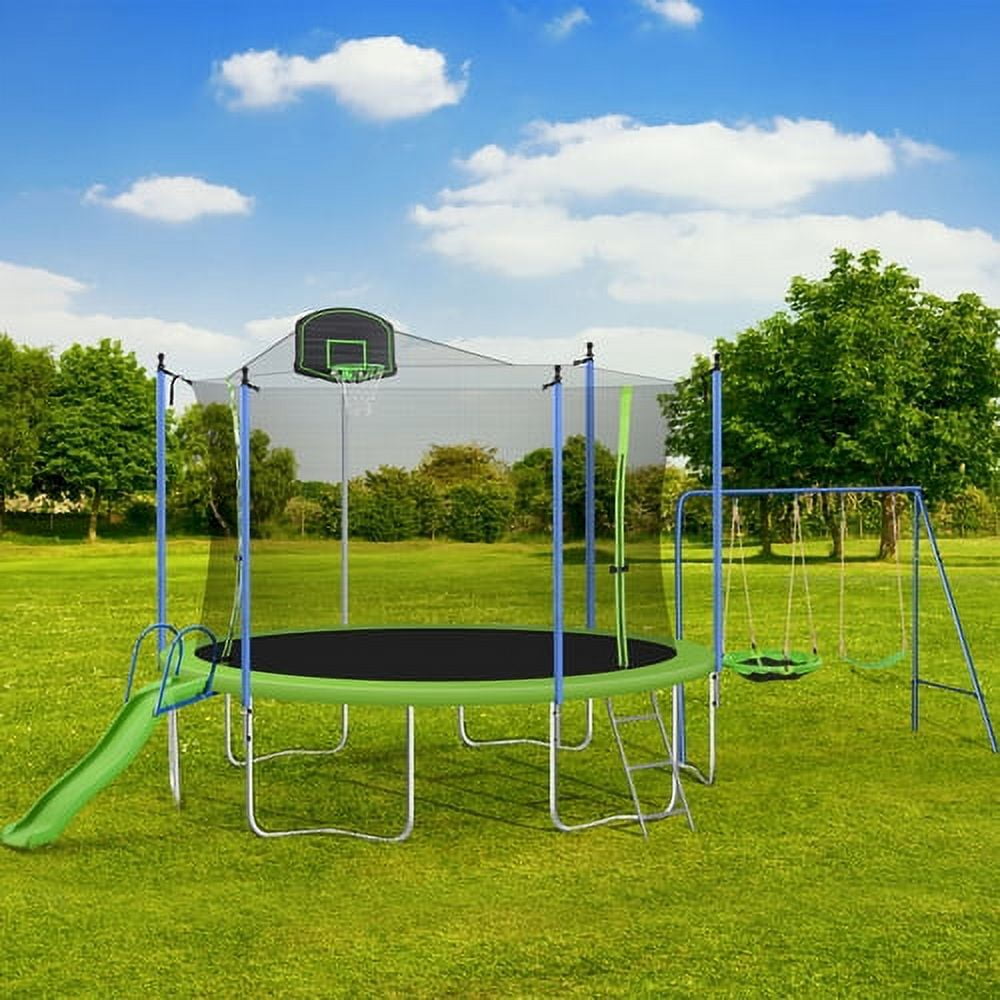 TRIPLE TREE 10 FT Trampoline with Safe Enclosure Net, 660 lbs Capacity for 3 Kids, Outdoor Fitness Trampoline with Waterproof Jump Mat Ladder for Indoor Park Kindergarten Toddler Trampolines