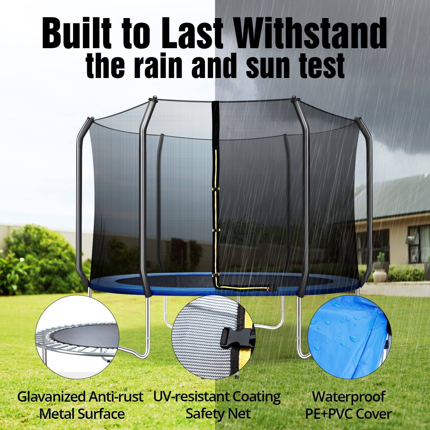 TRIPLE TREE 10 FT Trampoline with Safe Enclosure Net, 660 lbs Capacity for 3 Kids, Outdoor Fitness Trampoline with Waterproof Jump Mat Ladder for Indoor Park Kindergarten Toddler Trampolines
