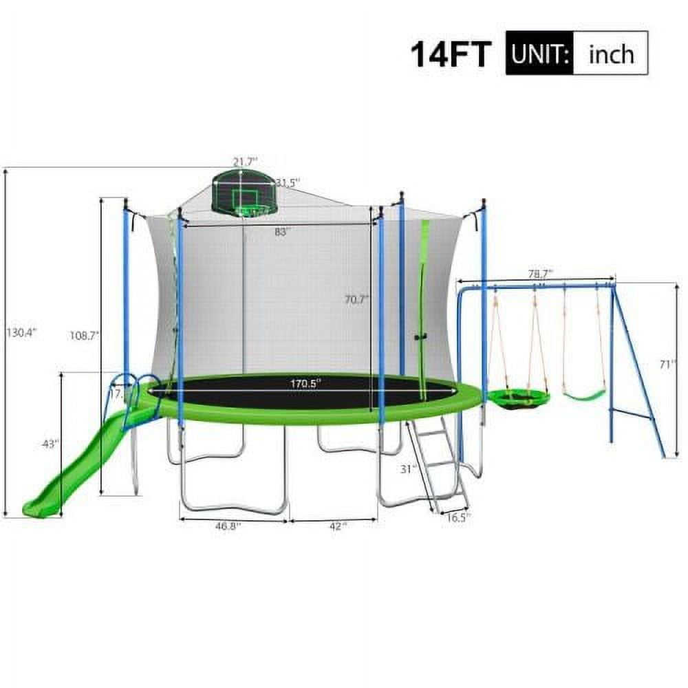 TRIPLE TREE 10 FT Trampoline with Safe Enclosure Net, 660 lbs Capacity for 3 Kids, Outdoor Fitness Trampoline with Waterproof Jump Mat Ladder for Indoor Park Kindergarten Toddler Trampolines