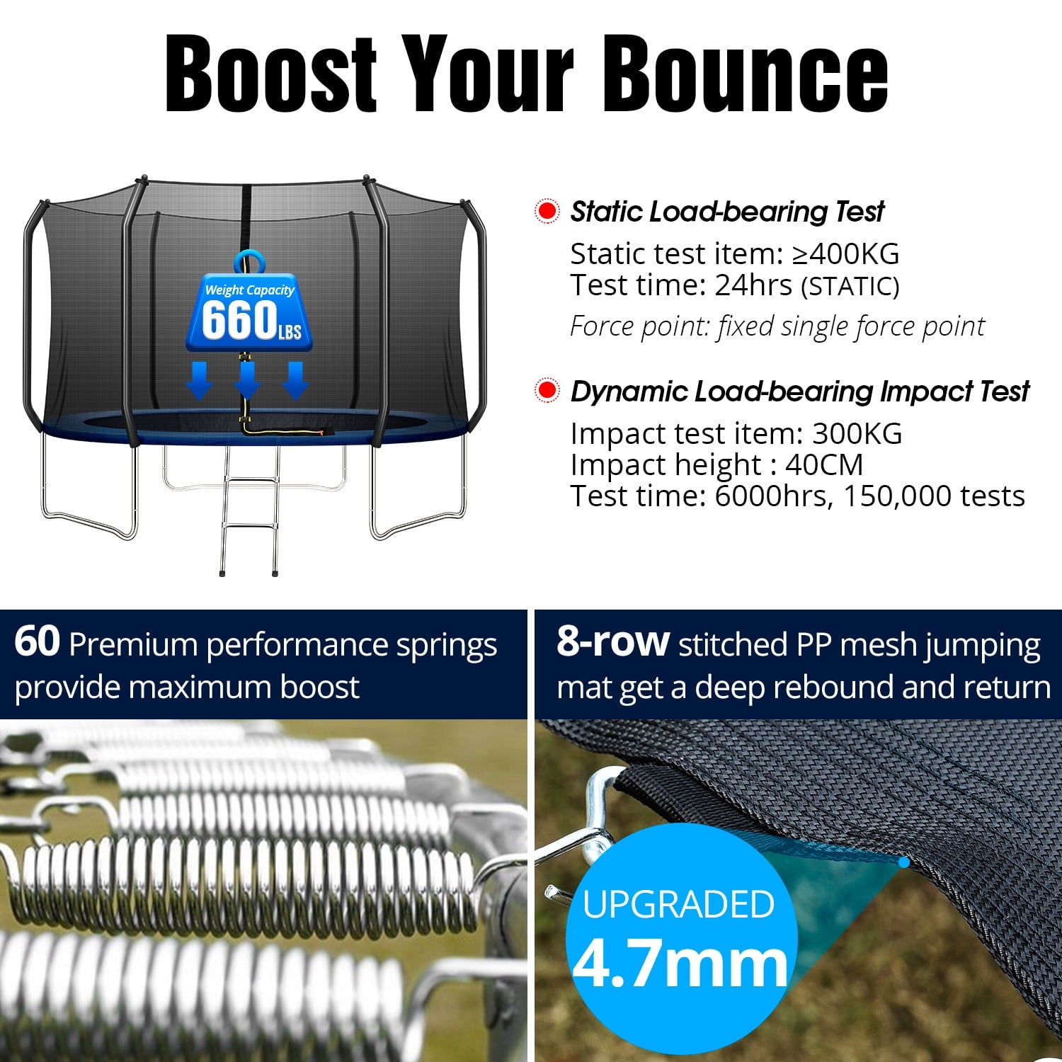 TRIPLE TREE 10 FT Trampoline with Safe Enclosure Net, 660 lbs Capacity for 3 Kids, Outdoor Fitness Trampoline with Waterproof Jump Mat Ladder for Indoor Park Kindergarten Toddler Trampolines