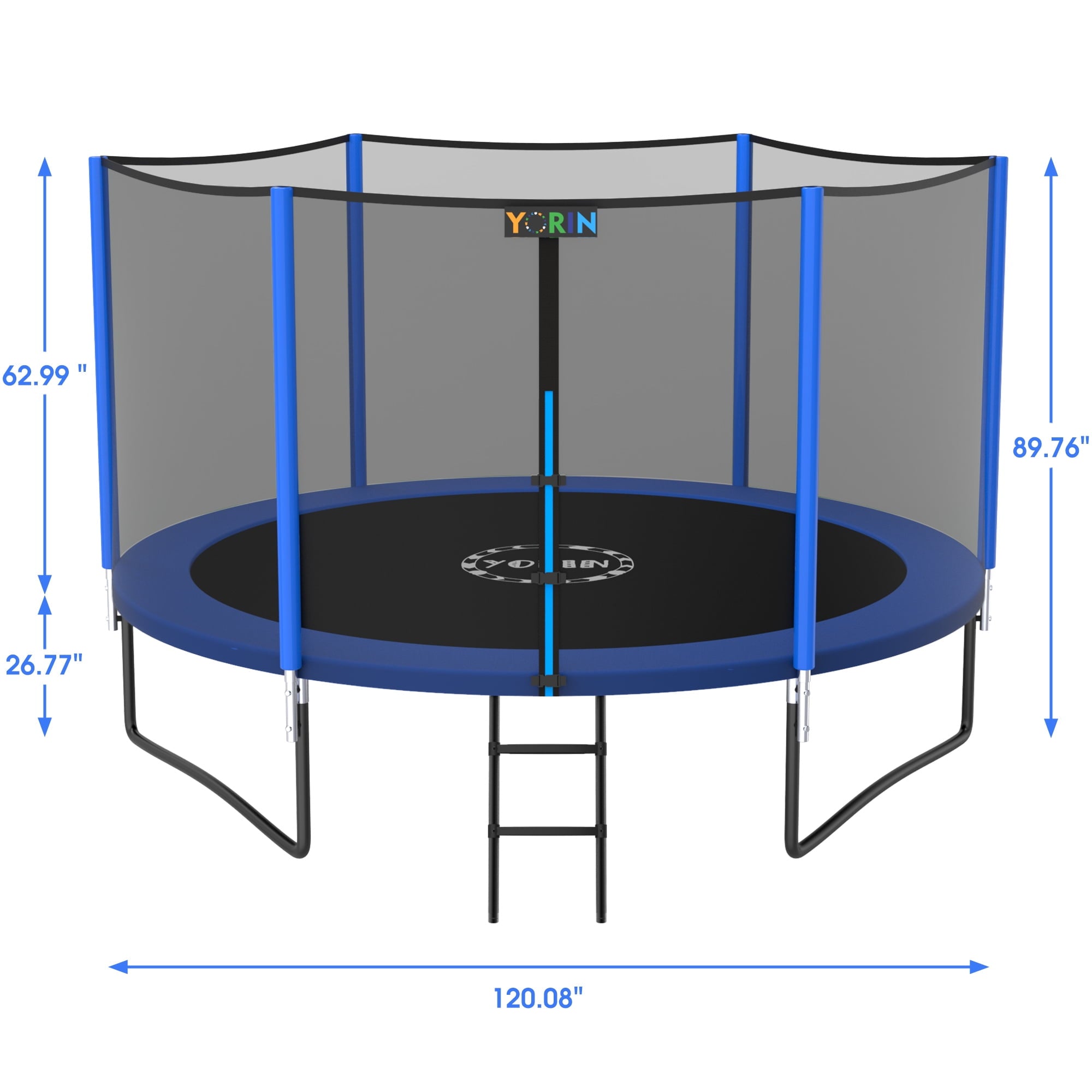 YORIN Trampoline for 2-3 Kids, 8 FT Trampoline for Adults with Enclosure Net, Ladder, Light, 800LBS Weight Capacity Outdoor Round Recreational Trampoline, Heavy Duty Trampoline