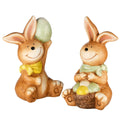 Bunnies holding EggsTable Decoration, Brown, Easter Collection, 7 Inches