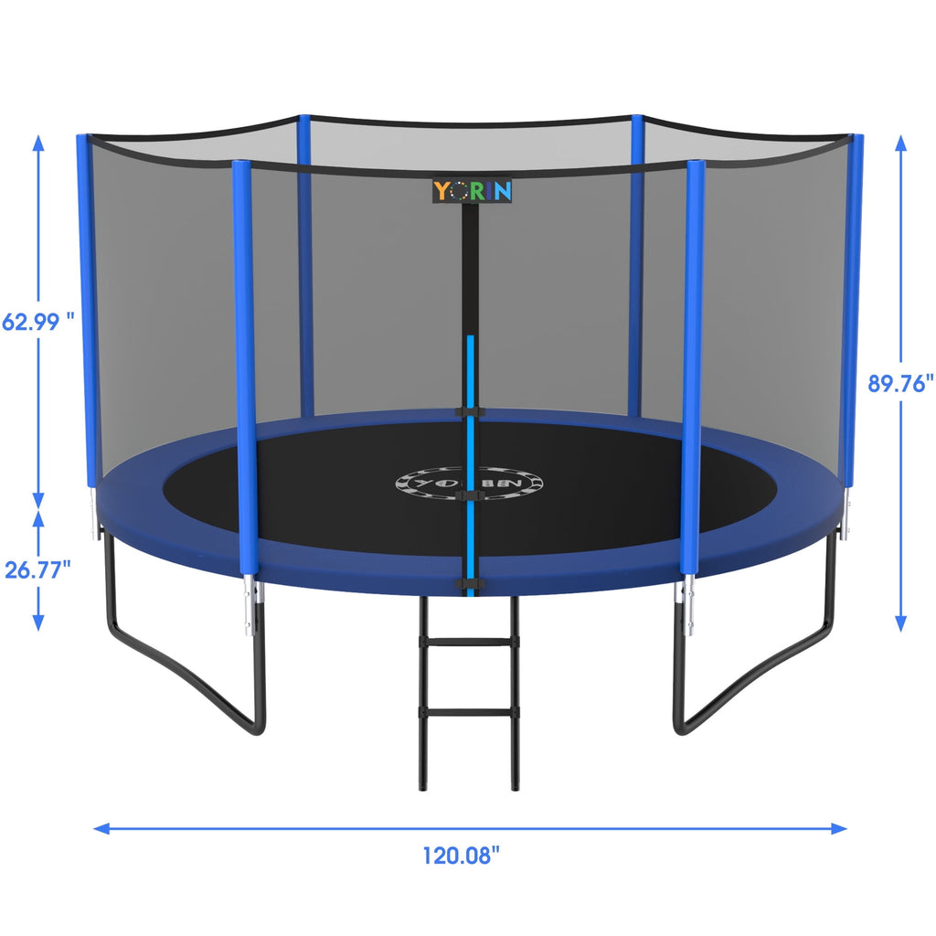 YORIN Trampoline for 2-3 Kids, 8 FT Trampoline for Adults with Enclosure Net, Ladder, Light, 800LBS Weight Capacity Outdoor Round Recreational Trampoline, Heavy Duty Trampoline