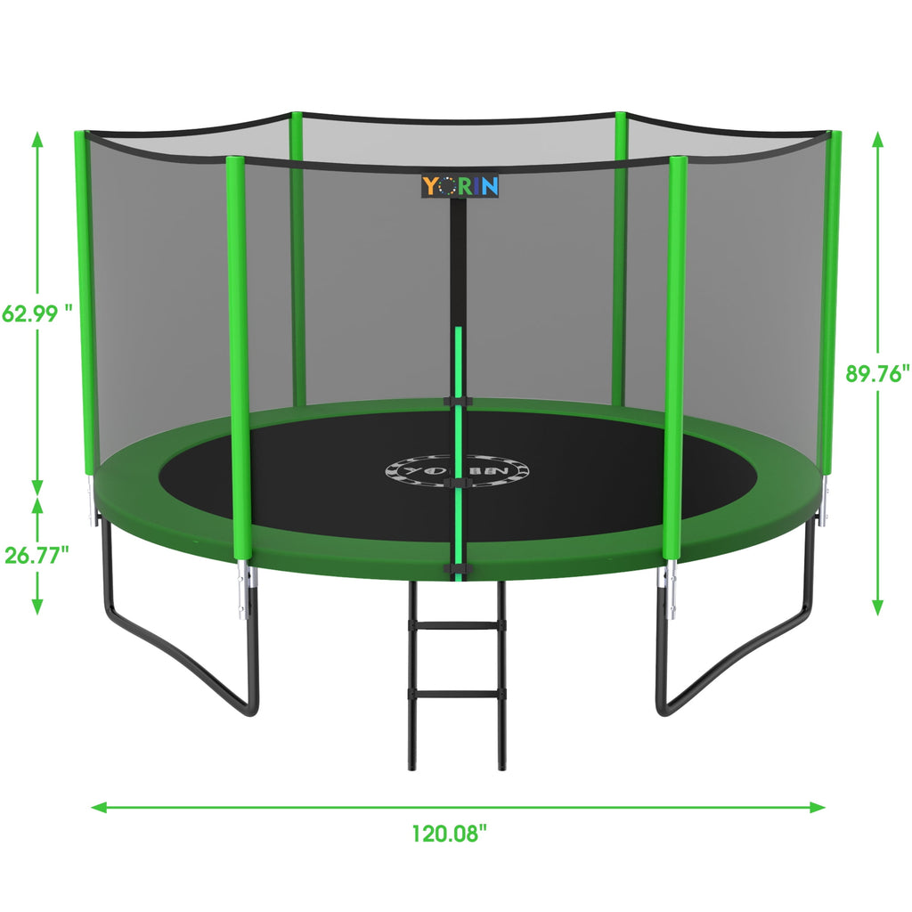 YORIN Trampoline for 2-3 Kids, 8 FT Trampoline for Adults with Enclosure Net, Ladder, Light, 800LBS Weight Capacity Outdoor Round Recreational Trampoline, Heavy Duty Trampoline