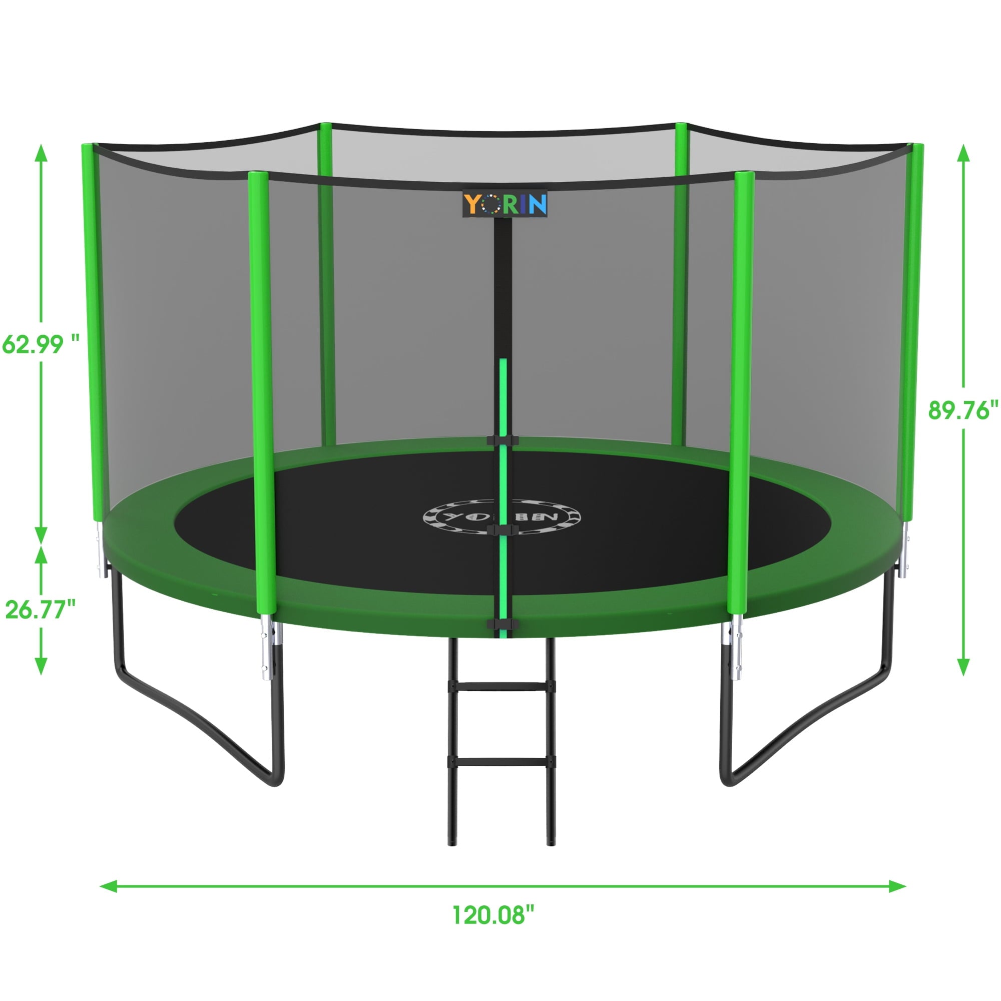 YORIN Trampoline for 2-3 Kids, 8 FT Trampoline for Adults with Enclosure Net, Ladder, Light, 800LBS Weight Capacity Outdoor Round Recreational Trampoline, Heavy Duty Trampoline